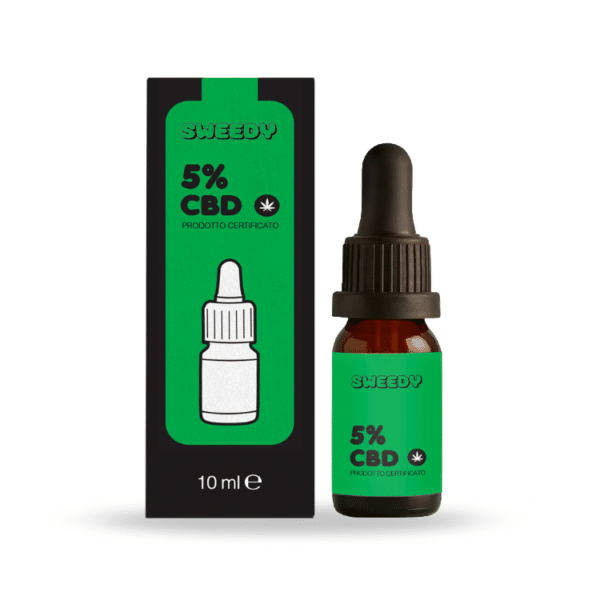 Mockup Confezione in cartoncino + Boccetta Olio CBD 5%